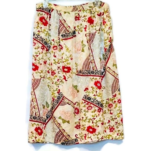 Anne Crimmins for UMI Collections Floral Silk Skirt Size 12 - Picture 4 of 6